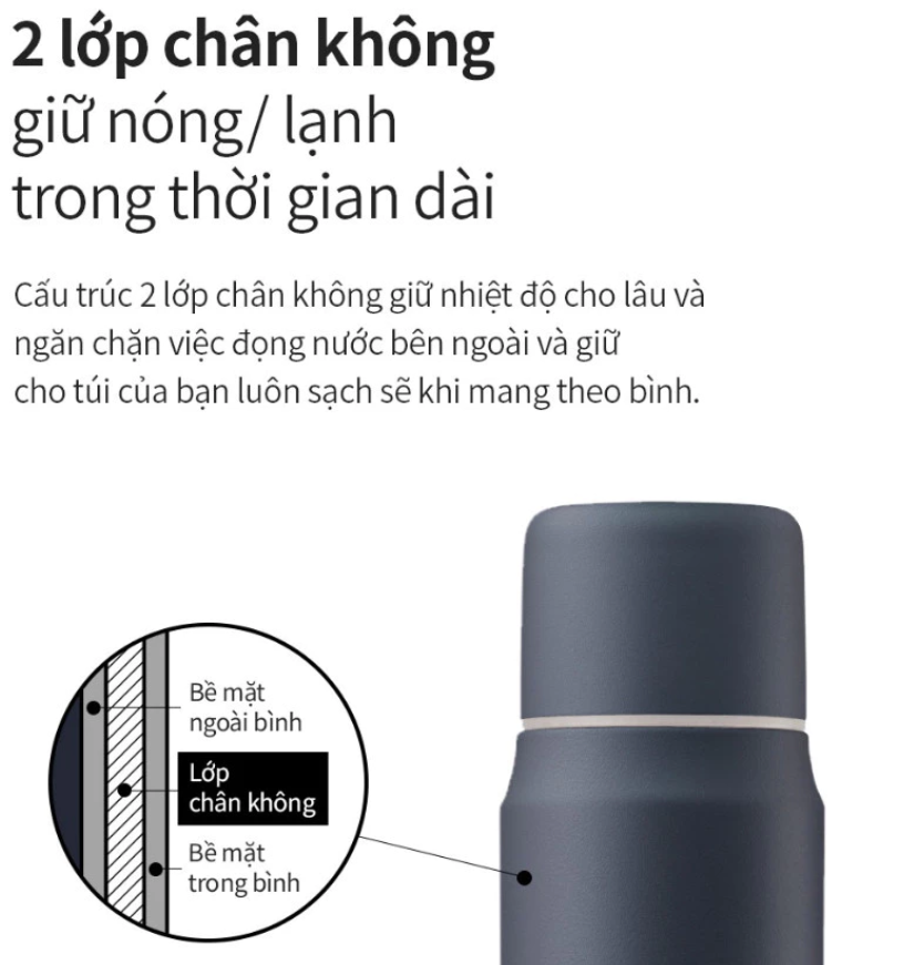 Bình Giữ Nhiệt LocknLock 505ml- Nắp Cốc- Một Chạm Maman Cup Vacuum Bottle Lock&Lock LHC1487