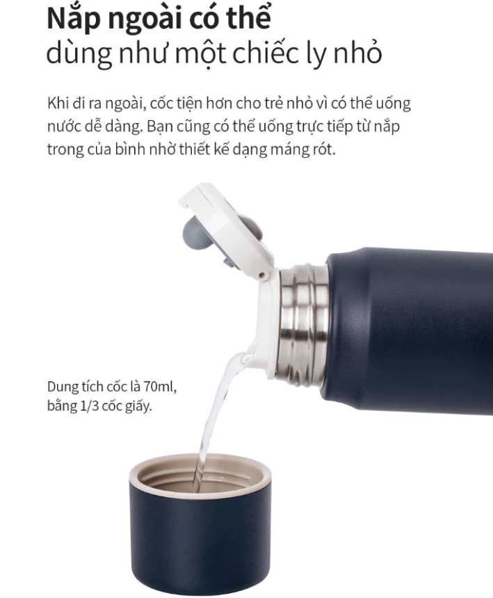 Bình Giữ Nhiệt LocknLock 505ml- Nắp Cốc- Một Chạm Maman Cup Vacuum Bottle Lock&Lock LHC1487