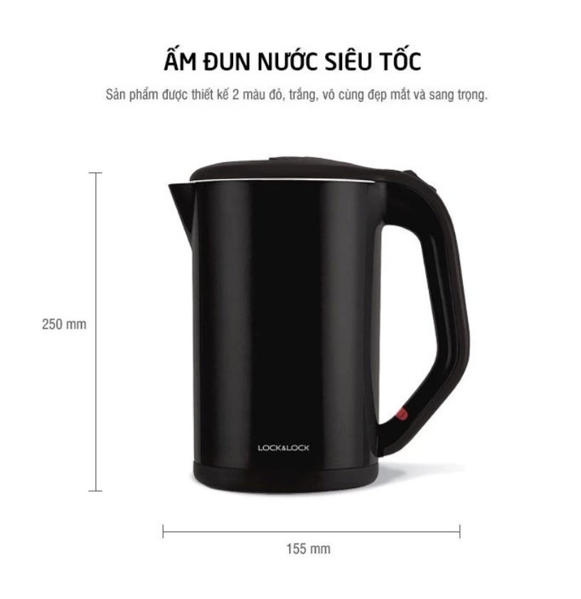 EJK738- Ấm đun bằng thép không gỉ, Lock&Lock, 1.7L, 220-240V~, 50-60Hz, 1800W