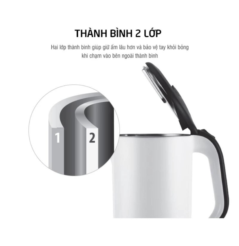 EJK738- Ấm đun bằng thép không gỉ, Lock&Lock, 1.7L, 220-240V~, 50-60Hz, 1800W