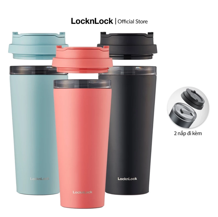 Bình giữ nhiệt LocknLock 2 nắp thay thế New Clip Tumbler 540ml LHC4279