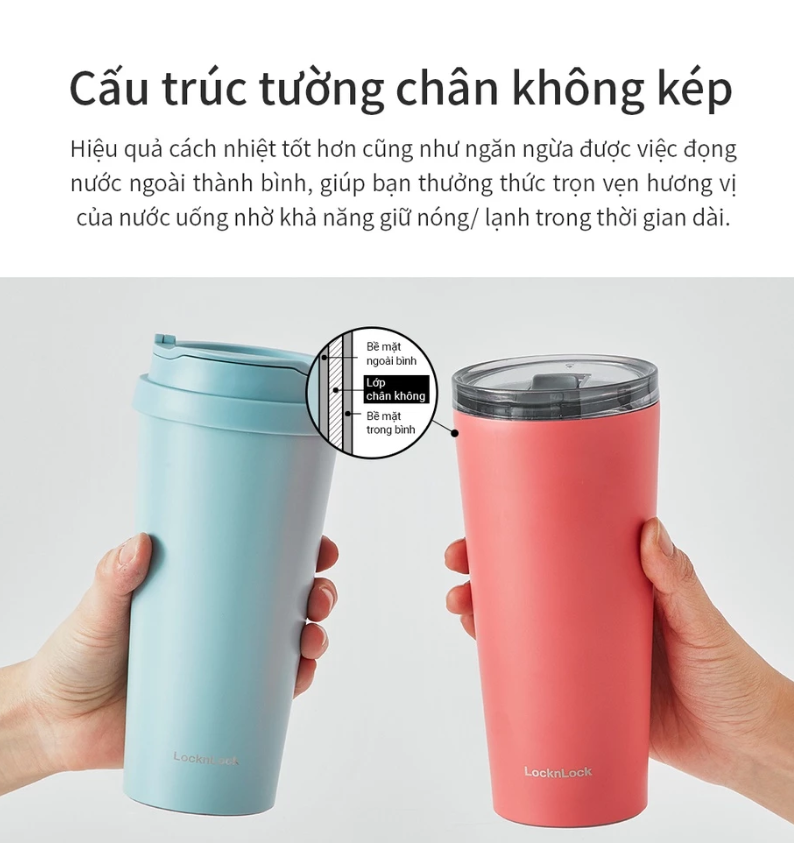 Bình giữ nhiệt LocknLock 2 nắp thay thế New Clip Tumbler 540ml LHC4279