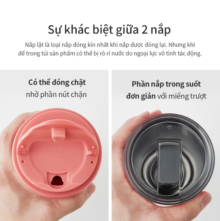 Bình giữ nhiệt LocknLock 2 nắp thay thế New Clip Tumbler 540ml LHC4279