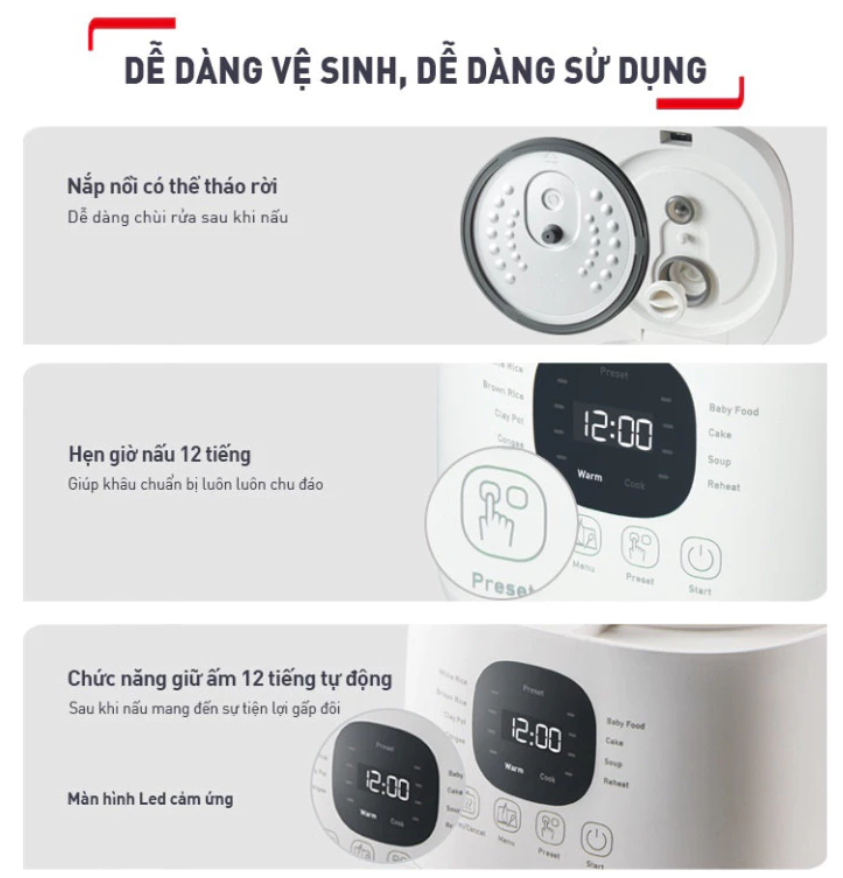 Nồi cơm điện tử 0,7L Tefal Rice Mate Mini RK515168