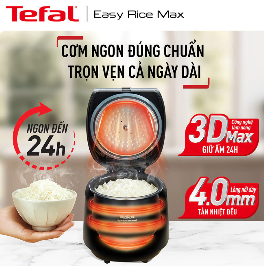 Nồi cơm điện tử Tefal EasyRice Max RK737868 1.8L