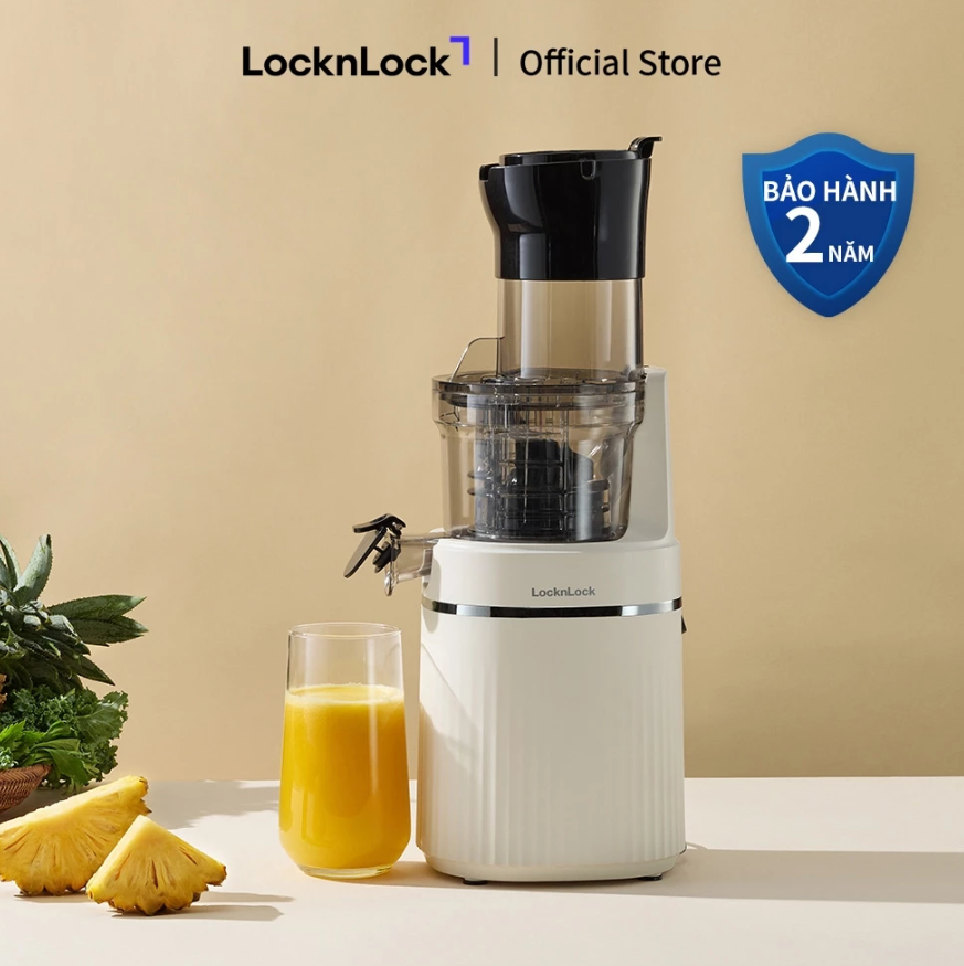Máy ép chậm trái cây LocknLock EJJ421IVY 200W, Hàng chính hãng, 2 chế độ ép, miệng rộng