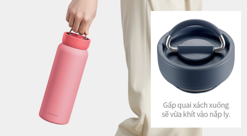 Bình giữ nhiệt LocknLock Jumbo Tumbler LHC4300, dung tích 900ml, có quai xách