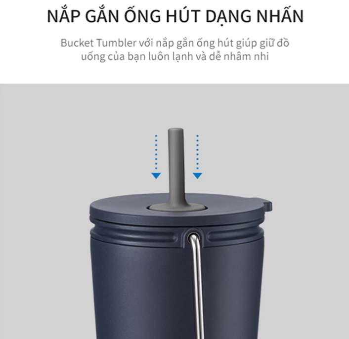 Ly giữ nhiệt LocknLock 540ml có nắp chặn Chính hãng có quai xách tiện lợi LHC4268