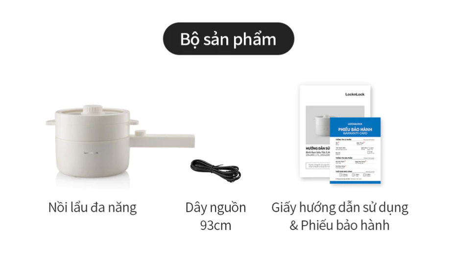 Nồi điện đa năng Lock&lock Electric multi pot 1.5L màu ngà EJP436IVY