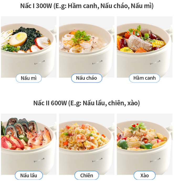 Nồi điện đa năng Lock&lock Electric multi pot 1.5L màu ngà EJP436IVY