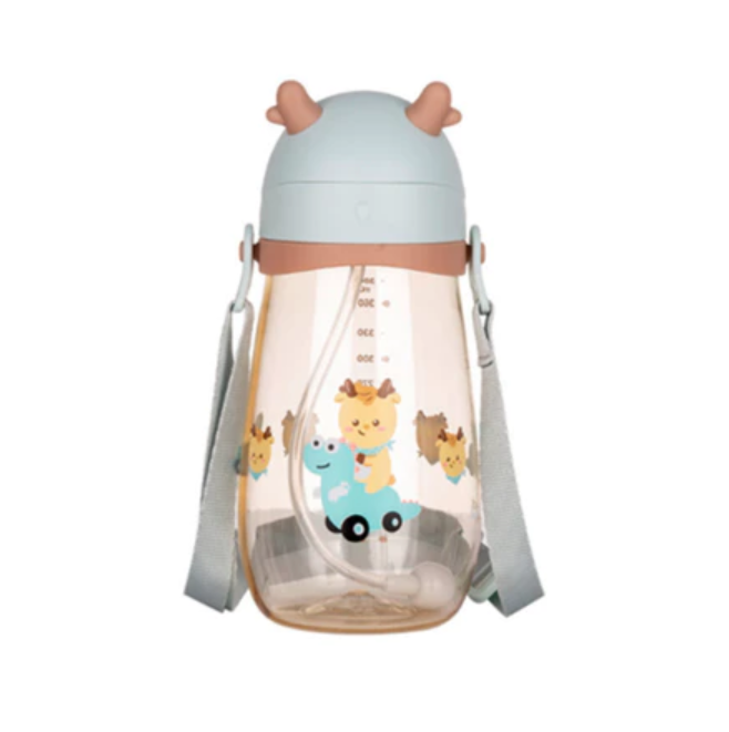 Bình nước nhựa cho bé LocknLock Deer Kids Bottle 450ml có ống hút và dây đeo HAP910