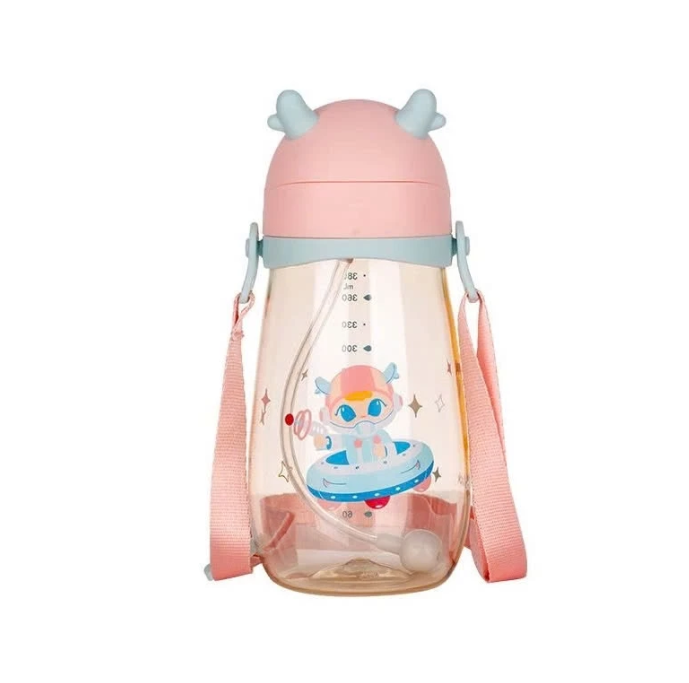 Bình nước nhựa cho bé LocknLock Deer Kids Bottle 450ml có ống hút và dây đeo HAP910