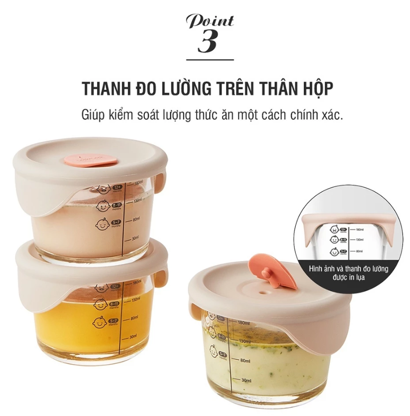 Hộp thủy tinh đựng thức ăn cho bé Lock&Lock có vạch chia 230ml*3 hộp - LLG508S3ORG - LLG508S3 - LLG509S3PUP