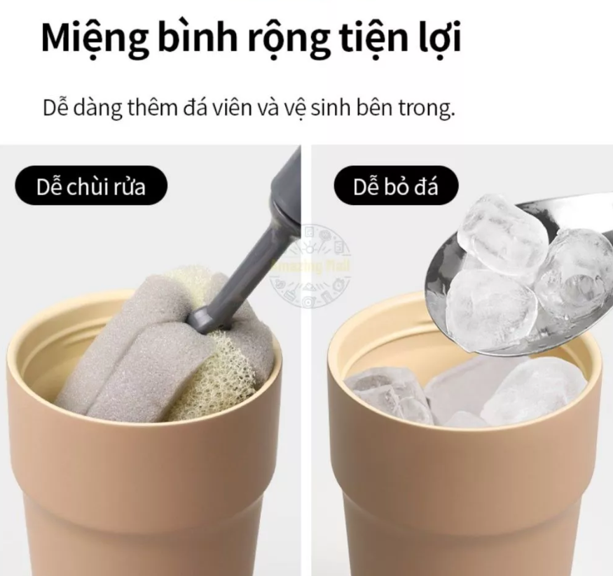 Ly Giữ Nhiệt LocknLock 500ML, Bình Giữ Nhiệt Cao Cấp Nhỏ Chính Hãng Có Dây Đeo LHC4357