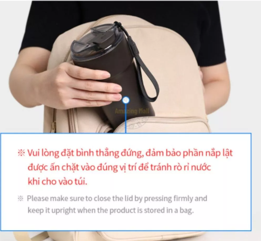 Ly Giữ Nhiệt LocknLock 500ML, Bình Giữ Nhiệt Cao Cấp Nhỏ Chính Hãng Có Dây Đeo LHC4357