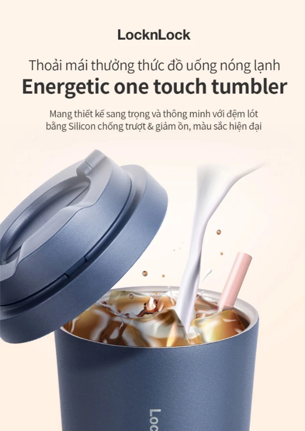 Ly Giữ Nhiệt LocknLock 550ml Mở Nắp 1 Chạm Thép Không Gỉ Nhiều Màu Cute Chính Hãng LHC3249