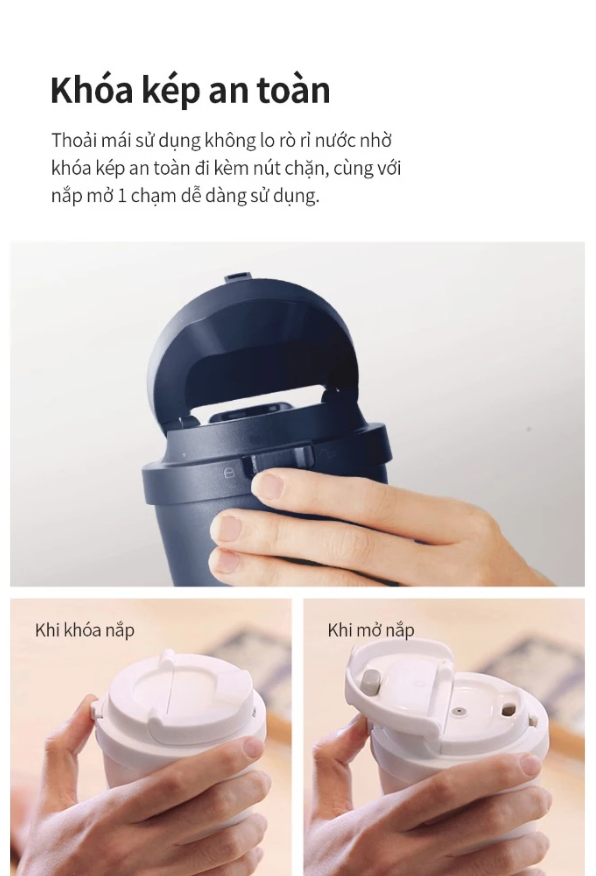 Ly Giữ Nhiệt LocknLock 550ml Mở Nắp 1 Chạm Thép Không Gỉ Nhiều Màu Cute Chính Hãng LHC3249