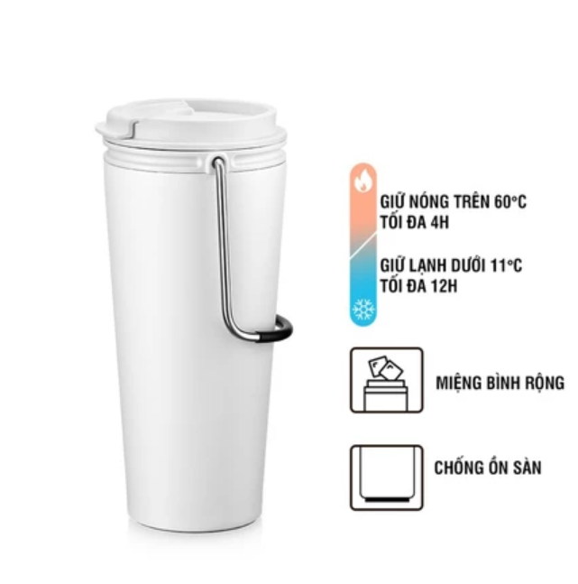 Ly giữ nhiệt LocknLock 540ml LHC4269 Chính hãng, có quai xách, nắp kín để xe hơi có lọc chặn đá