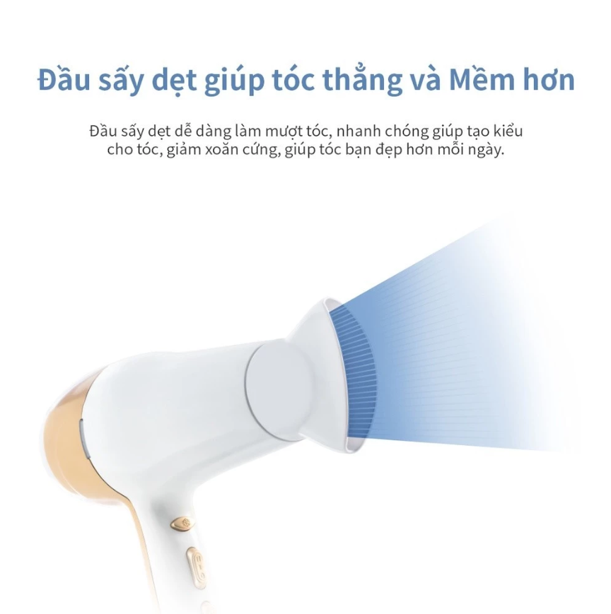Máy Sấy Tóc LocknLock ENA136WHT 220-240V - 22000W, Hàng Chính Hãng, Sấy Nóng Mát, Đầu Dẹp Tạo Kiểu
