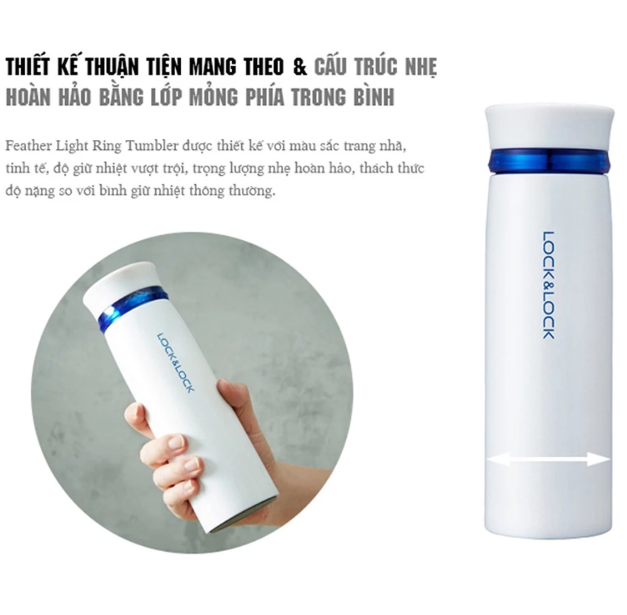 Bình giữ nhiệt LocknLock 450ml LHC4131 Chính hãng, giữ nóng lạnh lâu, có lưới lọc trà, miệng rộng