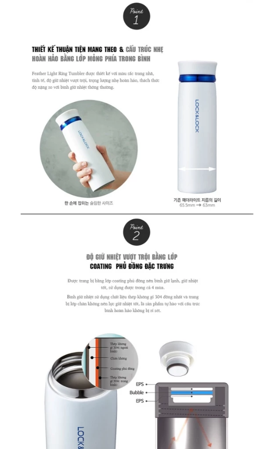 Bình giữ nhiệt LocknLock 450ml LHC4131 Chính hãng, giữ nóng lạnh lâu, có lưới lọc trà, miệng rộng