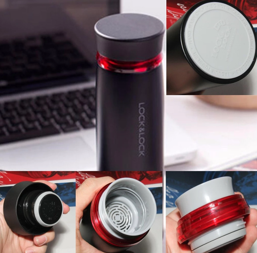 Bình giữ nhiệt LocknLock 450ml LHC4131 Chính hãng, giữ nóng lạnh lâu, có lưới lọc trà, miệng rộng