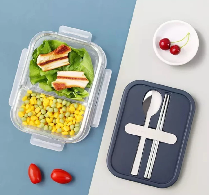 HỘP CƠM THUỶ TINH LOCKnLOCK DUNG TÍCH 930ML-kèm muỗng đũa - LLG991