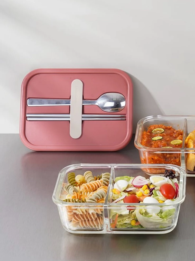 HỘP CƠM THUỶ TINH LOCKnLOCK DUNG TÍCH 930ML-kèm muỗng đũa - LLG991