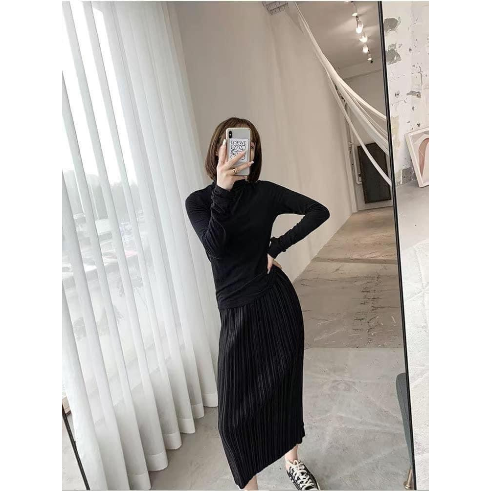 Chân váy xốp li dài