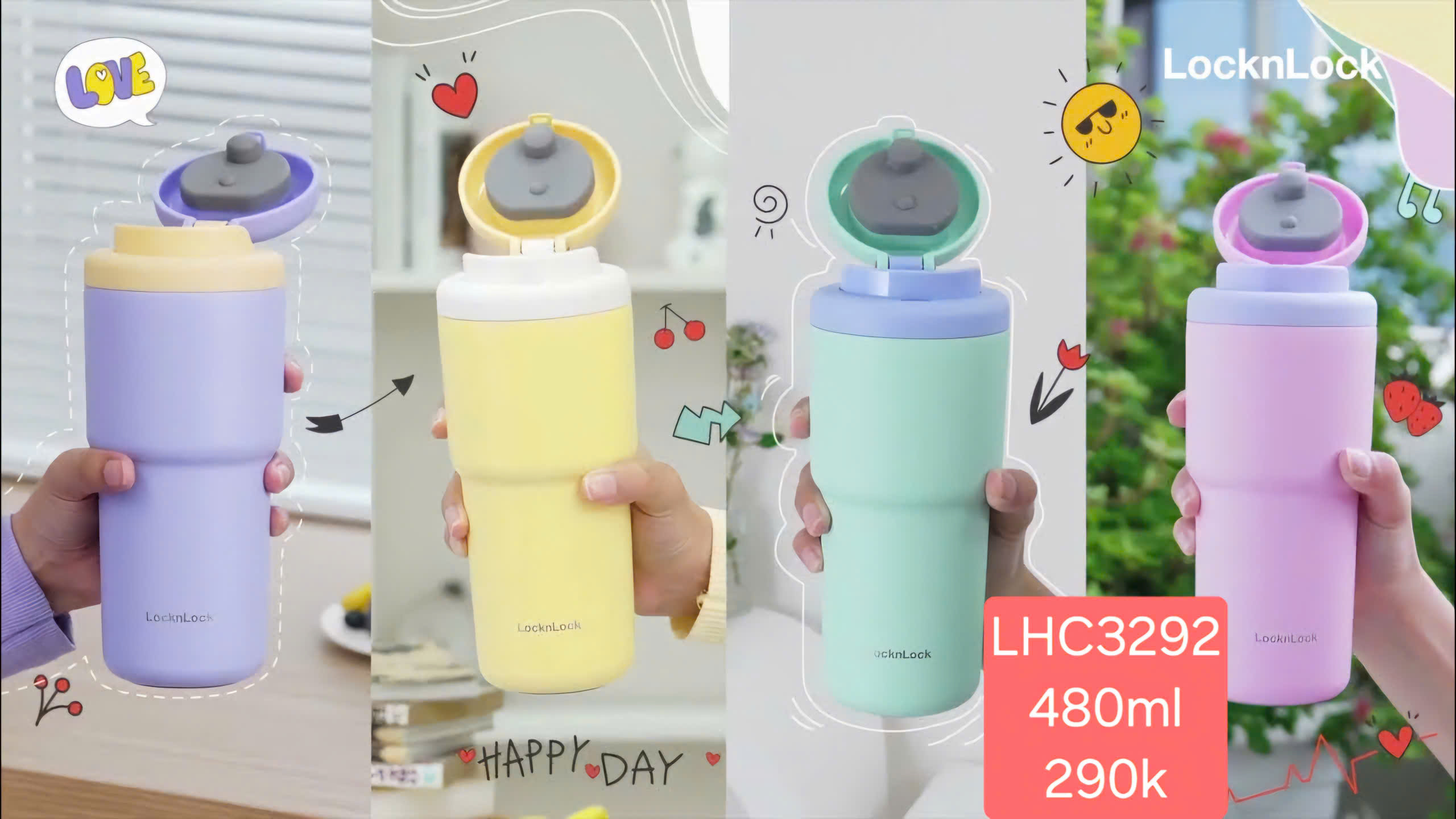 LHC3292 - Bình giữ nhiệt LocknLock Daily Macaron Tumbler 480ml