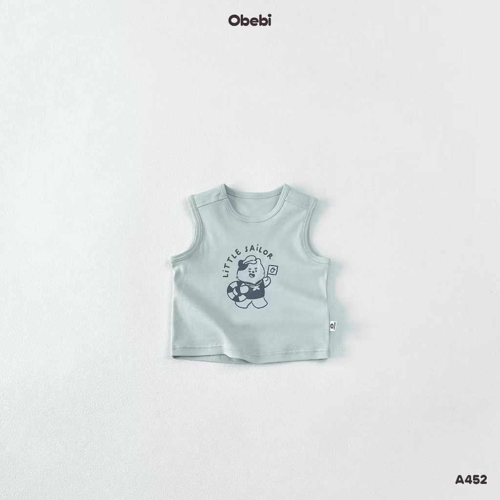 OBEBI - Áo ba lỗ cotton in hình Little Sailor(66-110)