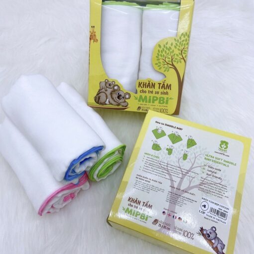 MIPBI - KHĂN TẮM HỘP 4 LỚP 100% COTTON HM-02 (75X85CM)