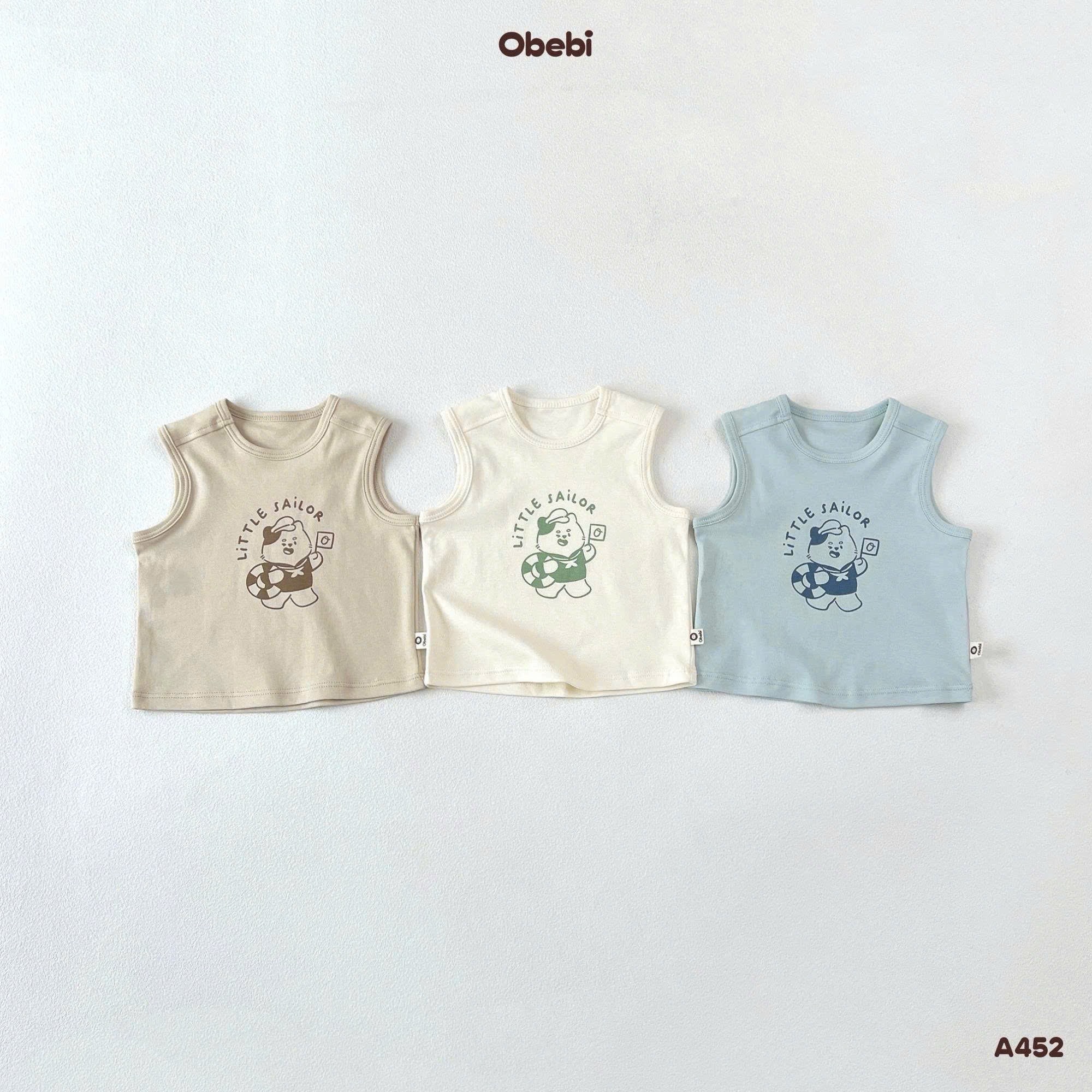 OBEBI - Áo ba lỗ cotton in hình Little Sailor(66-110)