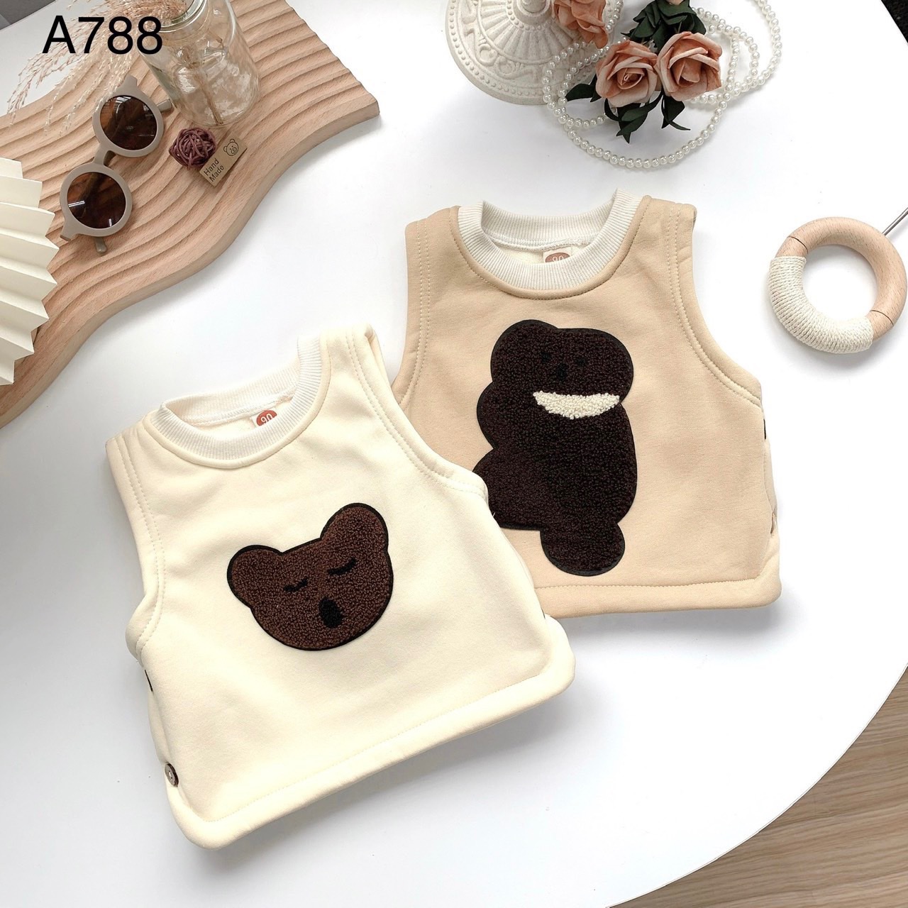 SA Áo gile chần bông thêu Gấu(90-130)