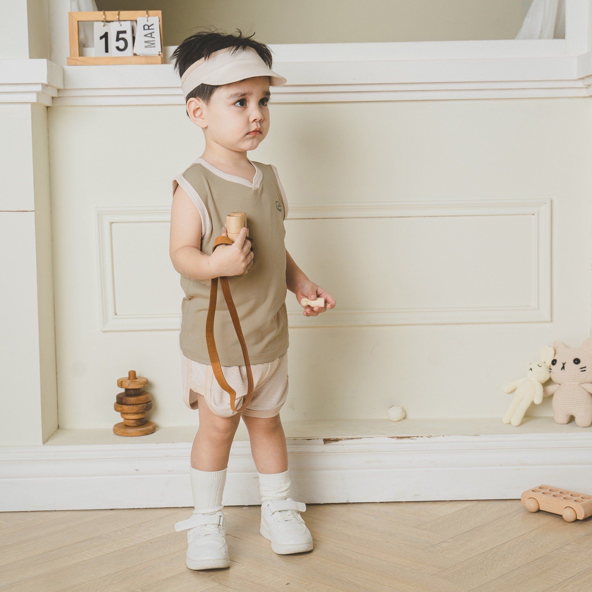 BUBABY - Bộ sát nách cổ V Siro (12M-5Y)