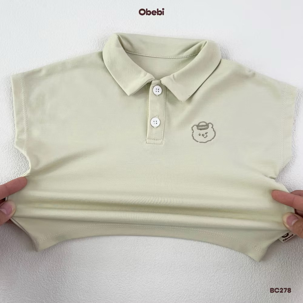OBEBI - Bộ POLO tay liền cotton thêu(66-110)