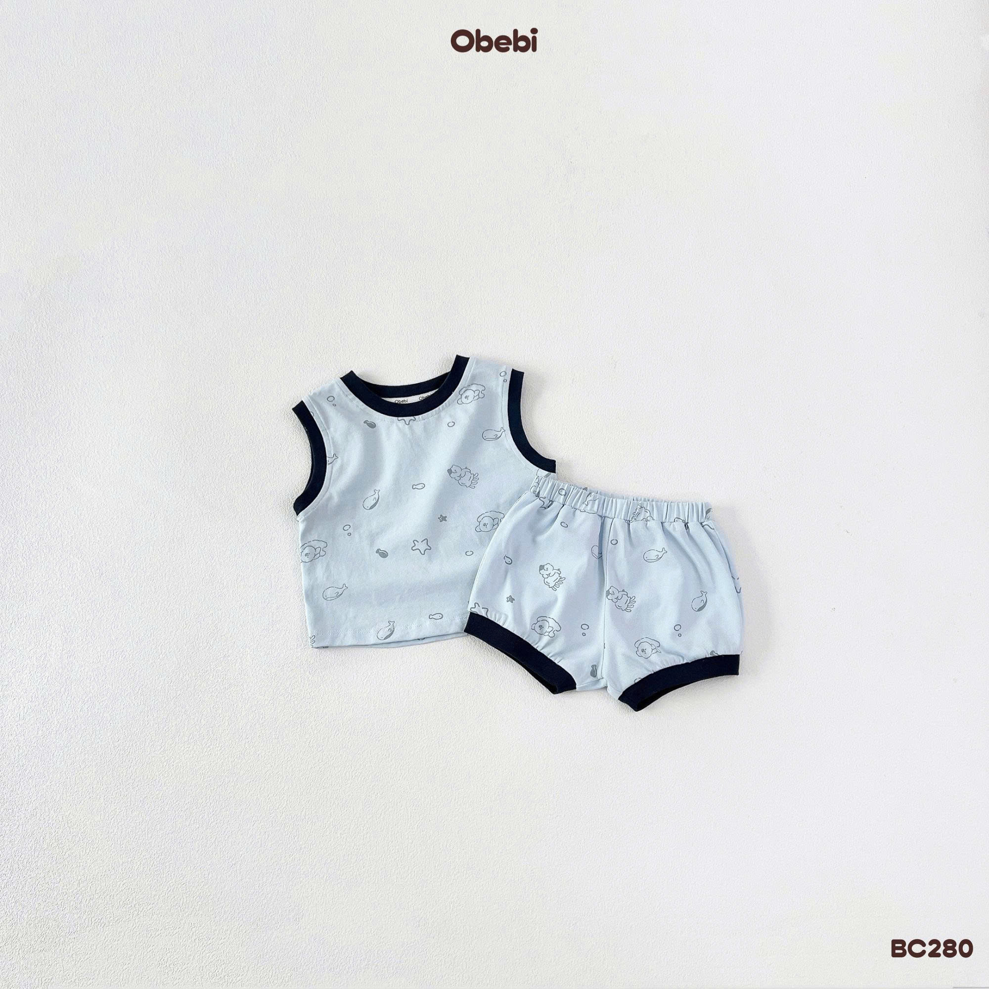 OBEBI - Bộ ba lỗ cotton hoạ tiết(66-110)