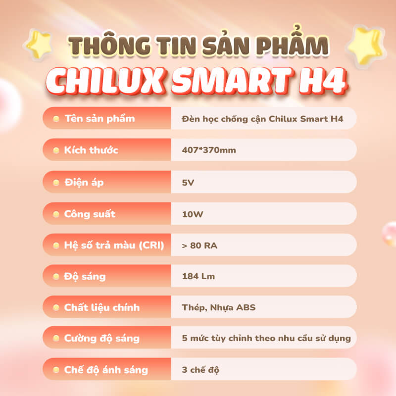 CHILUX - ĐÈN HỌC CHỐNG CẬN H4