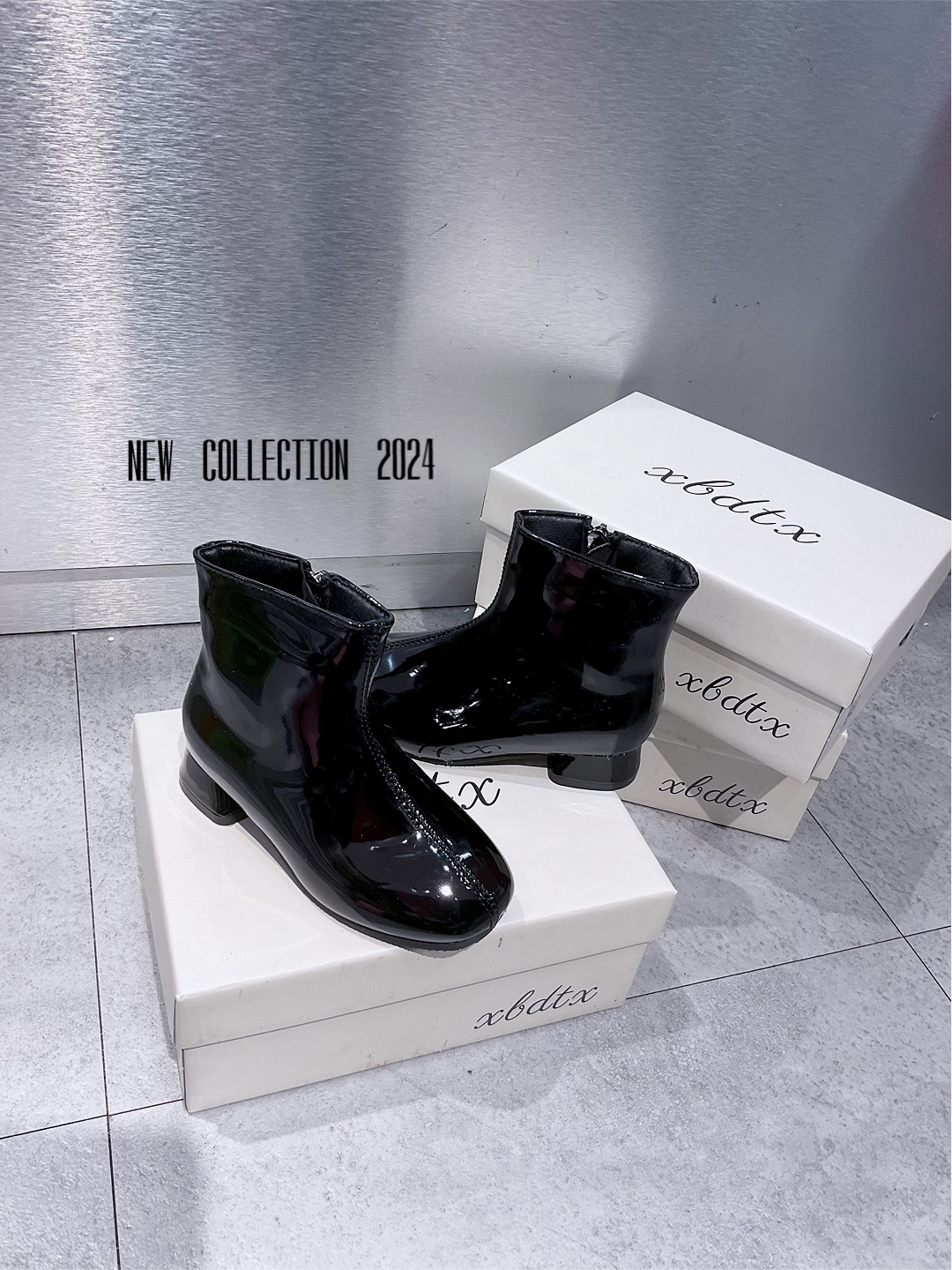 KB Bốt da bóng đen cổ thấp(26-36)