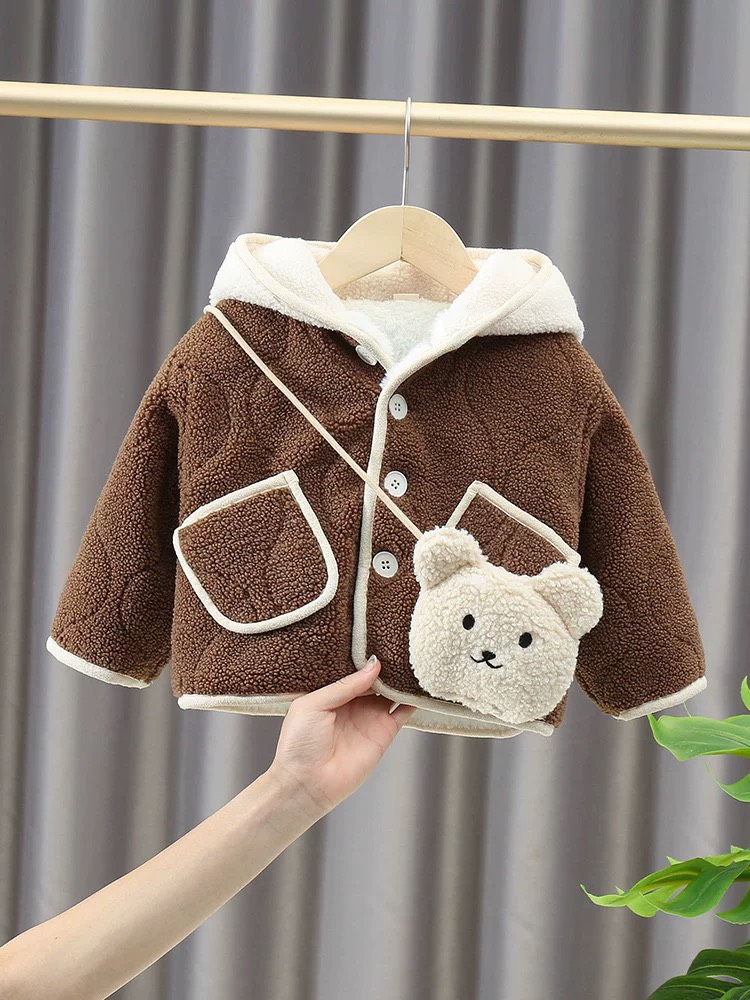 MT Áo khoác lông Gấu kèm túi gấu(5-13)