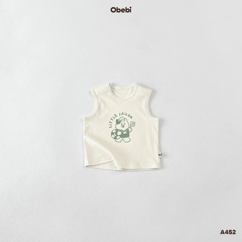 OBEBI - Áo ba lỗ cotton in hình Little Sailor(66-110)