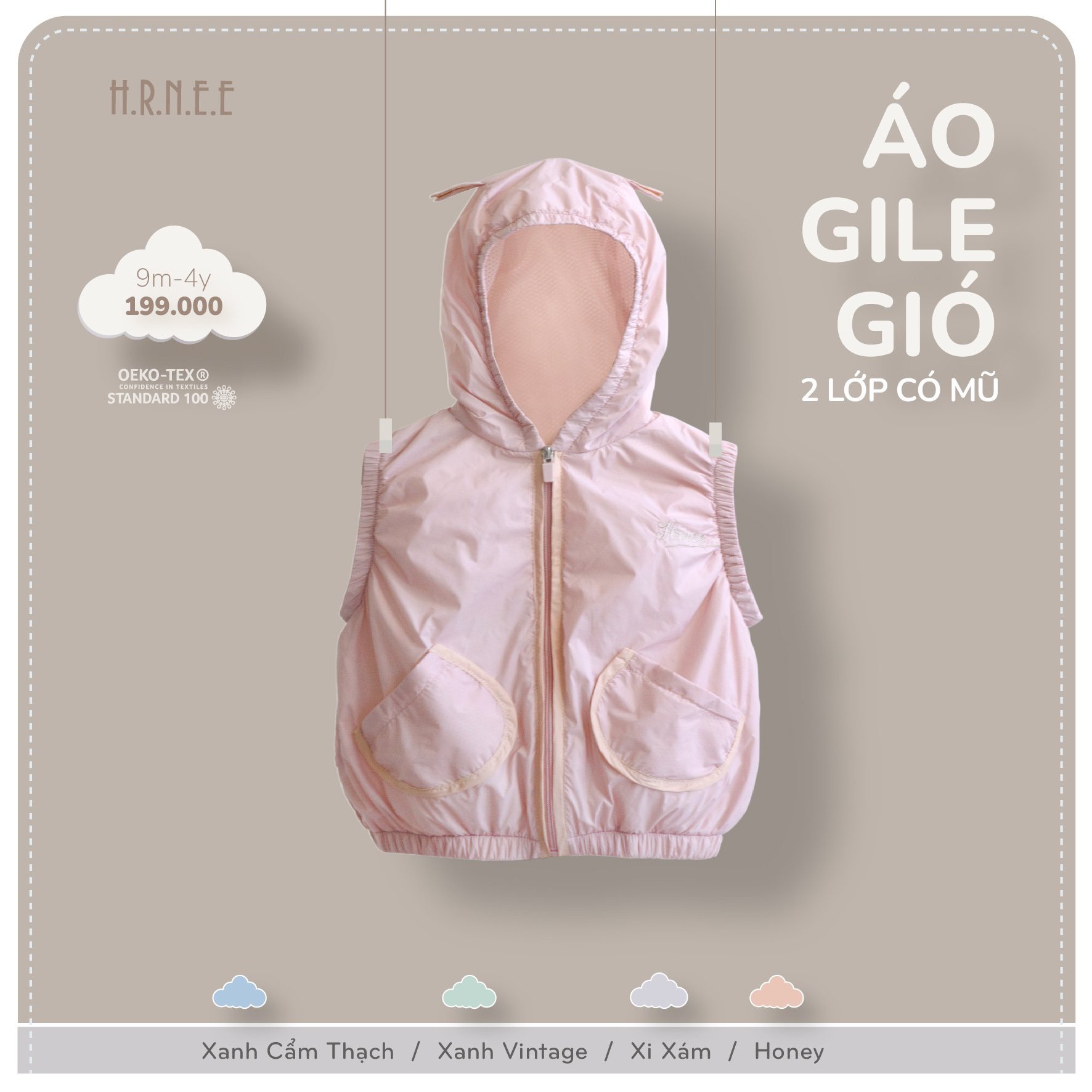 HRNEE - ÁO GILE GIÓ 2 LỚP HONEY