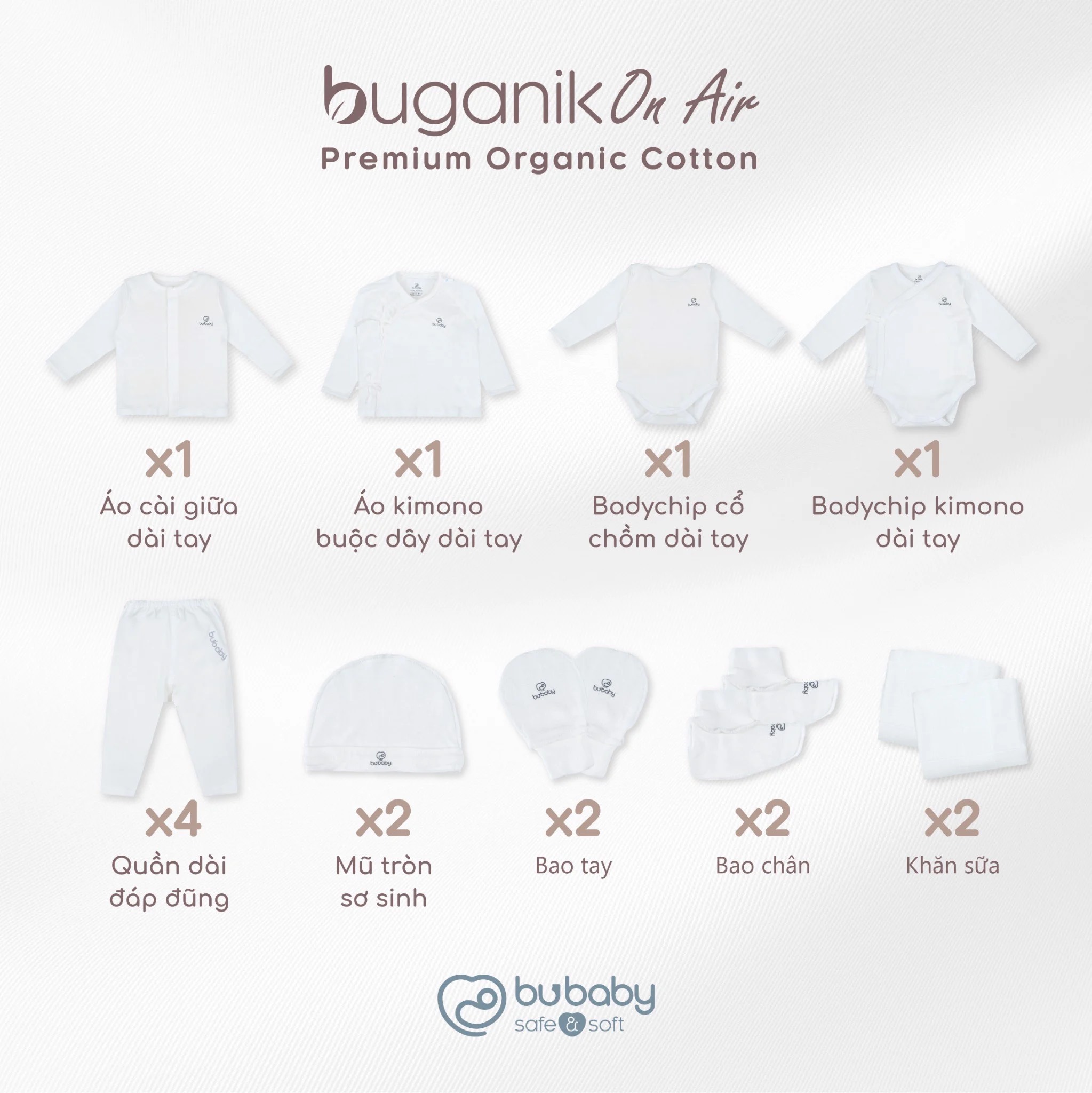 BU Set sơ sinh Buganik On Air(0-3M)