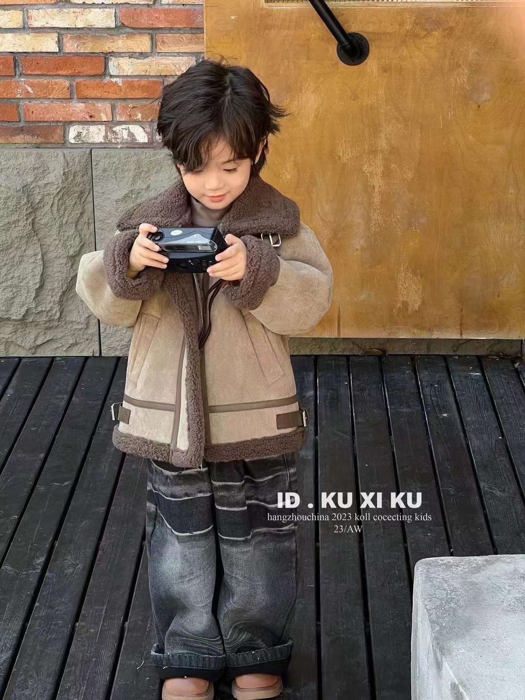 MT Áo khoác da lộn nâu cổ lông(7-15)