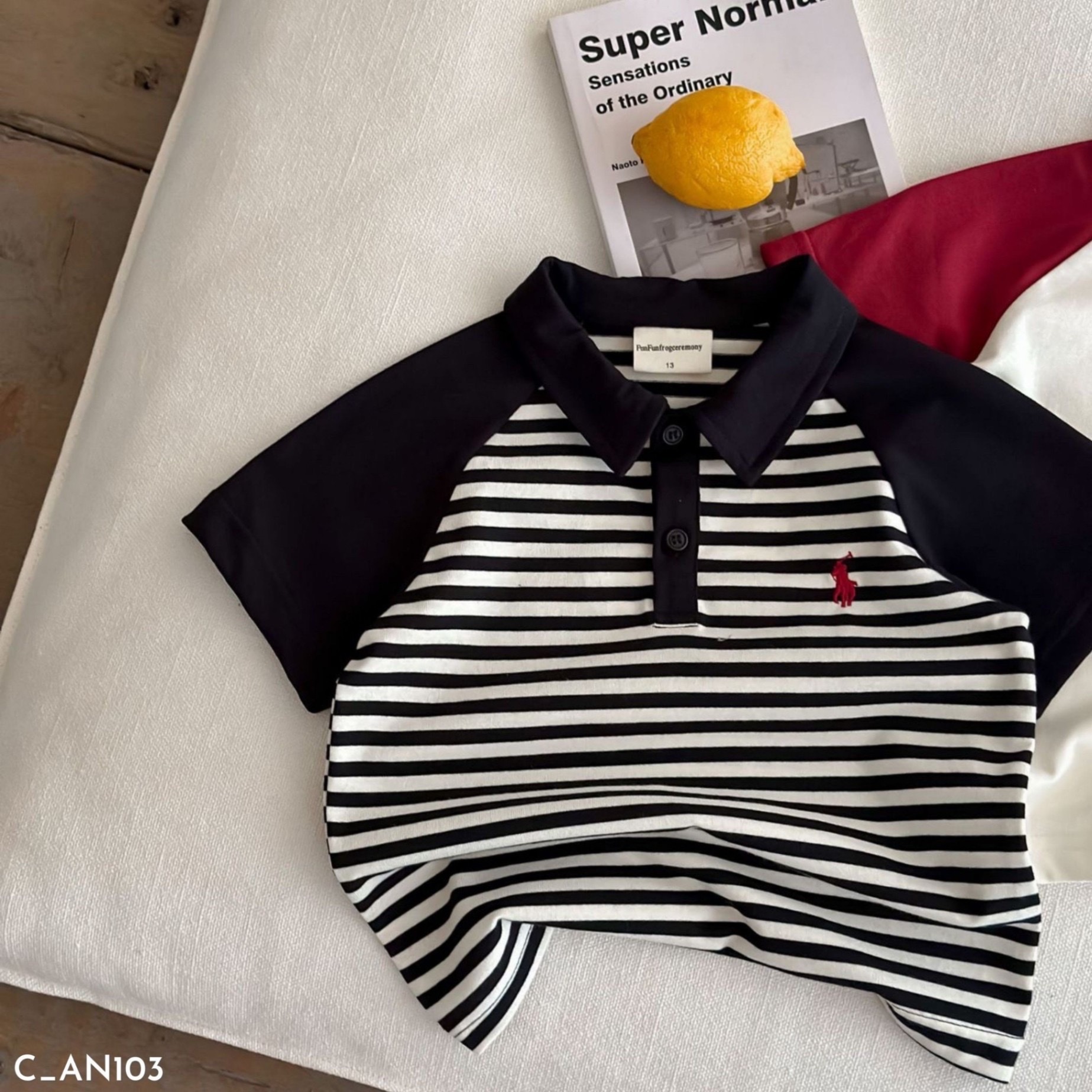 TH -Áo polo phối cổ thêu ngựa(90-140)