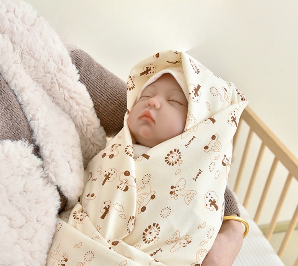 BS - Khăn ủ 1 lớp cotton in hình 100x100cm