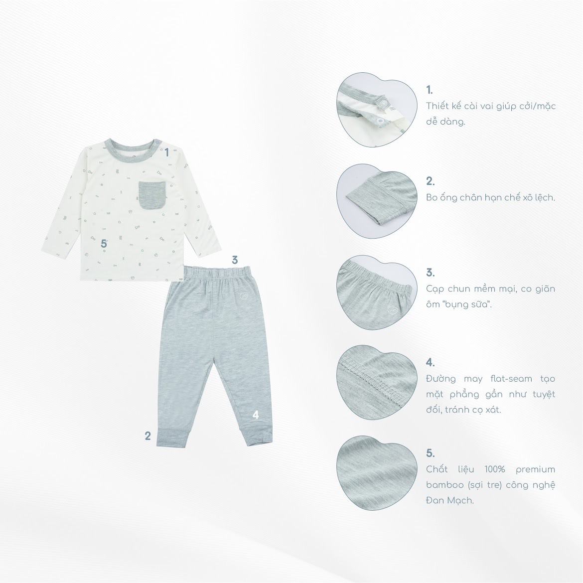BUBABY - Bộ dài tay CV Bambus Signature (S1-4Y)