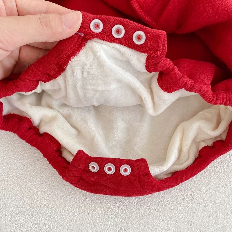 SL - Set body váy đỏ kèm mũ lót lông(66-90)