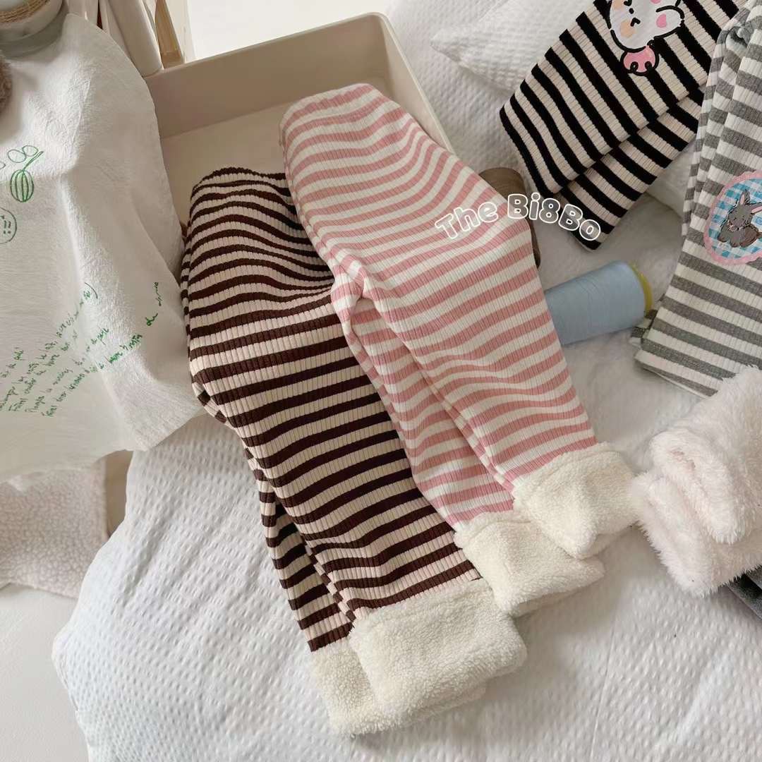 SA Quần legging kẻ lót lông gấu gập(90-130)