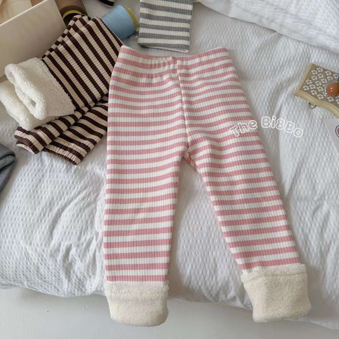 SA Quần legging kẻ lót lông gấu gập(90-130)